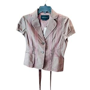 NWT BCBG Laila The Belted Jacket cap sleeve button blazer SZ S army green